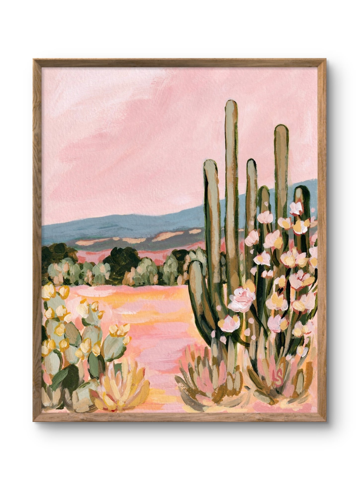 Ojai Afternoon: PRINT Abstract Mountain Art, Ojai Californa, Cactus Wall Hanging