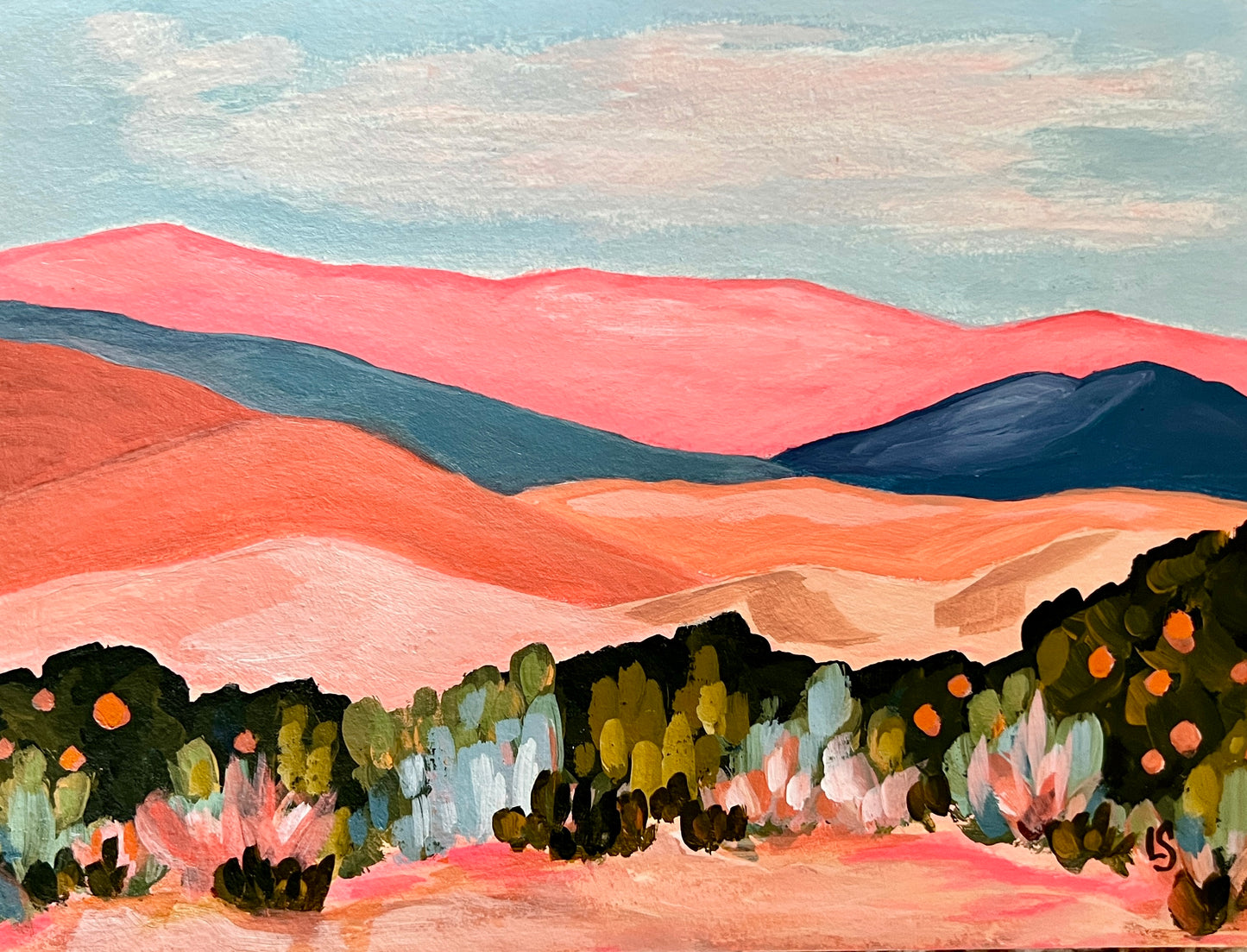Ojai California Painting: Abstract Mountain Art, Topa Topa Mountains