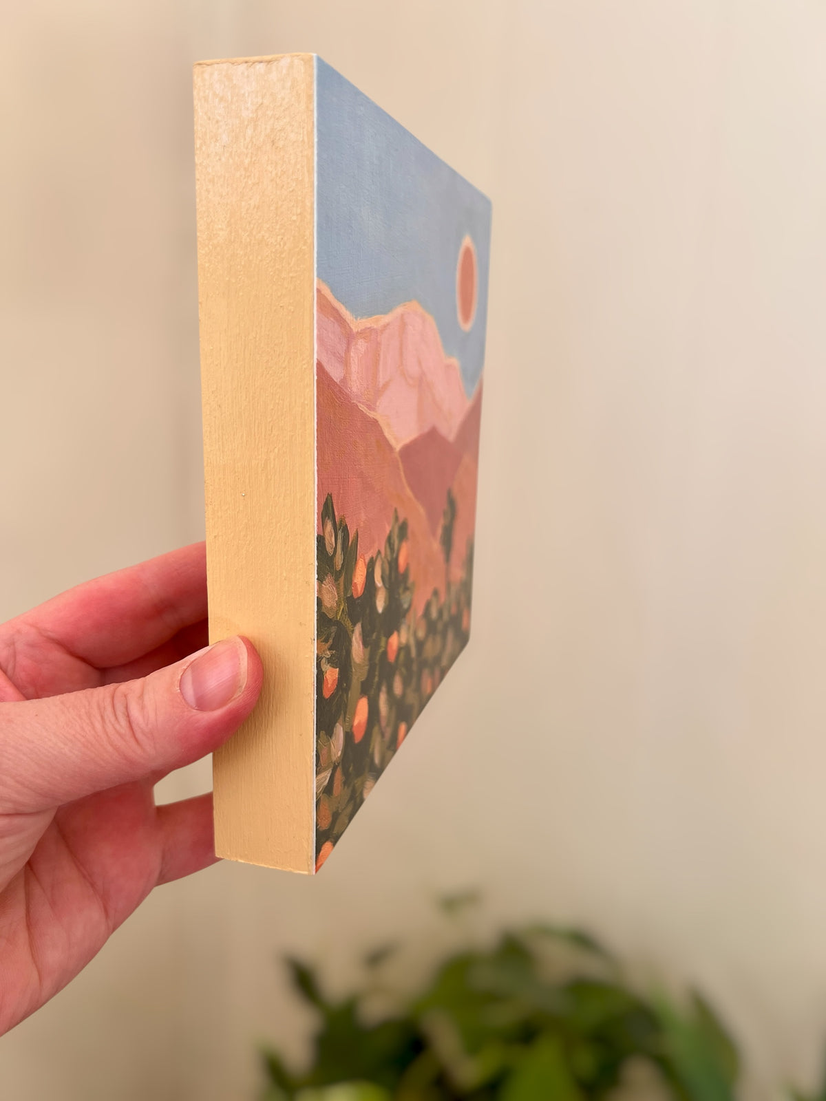 Woodblock PRINT: Ojai California, Desert Mountain Landscape, Palm Tree, Ojai Oranges Art