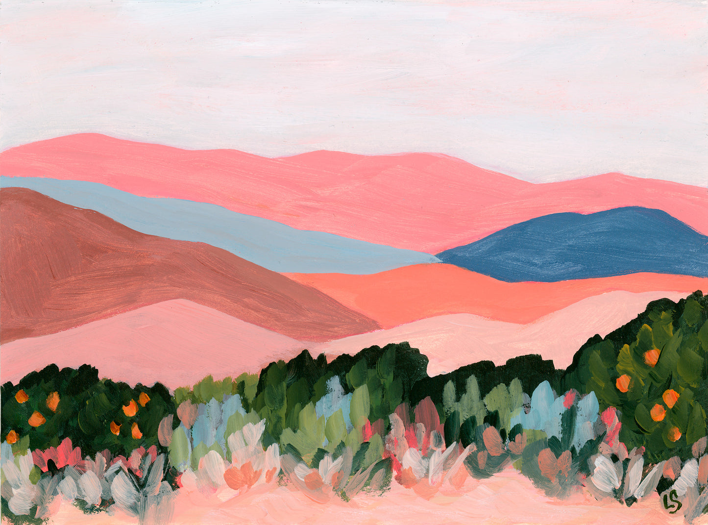 Ojai Print: Abstract Mountain Art, Topa Topa Mountains