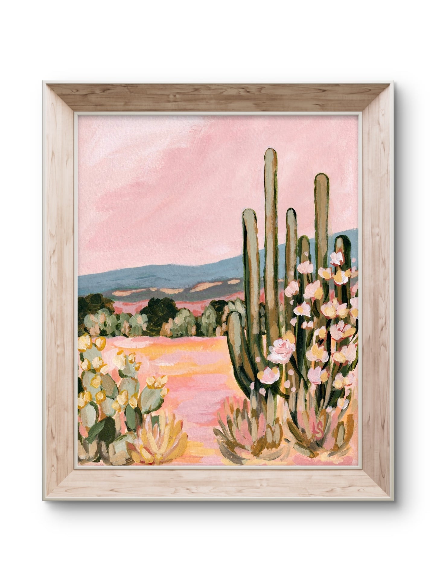 Ojai Afternoon: PRINT Abstract Mountain Art, Ojai Californa, Cactus Wall Hanging