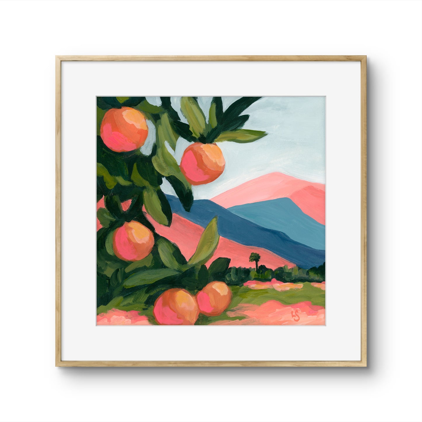 Ojai Print: Ojai Oranges, Abstract Mountain Art