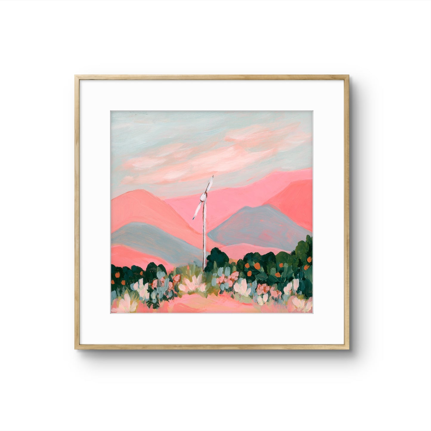 Ojai Print: Abstract Mountain Art, Ojai Valley Orange Farm