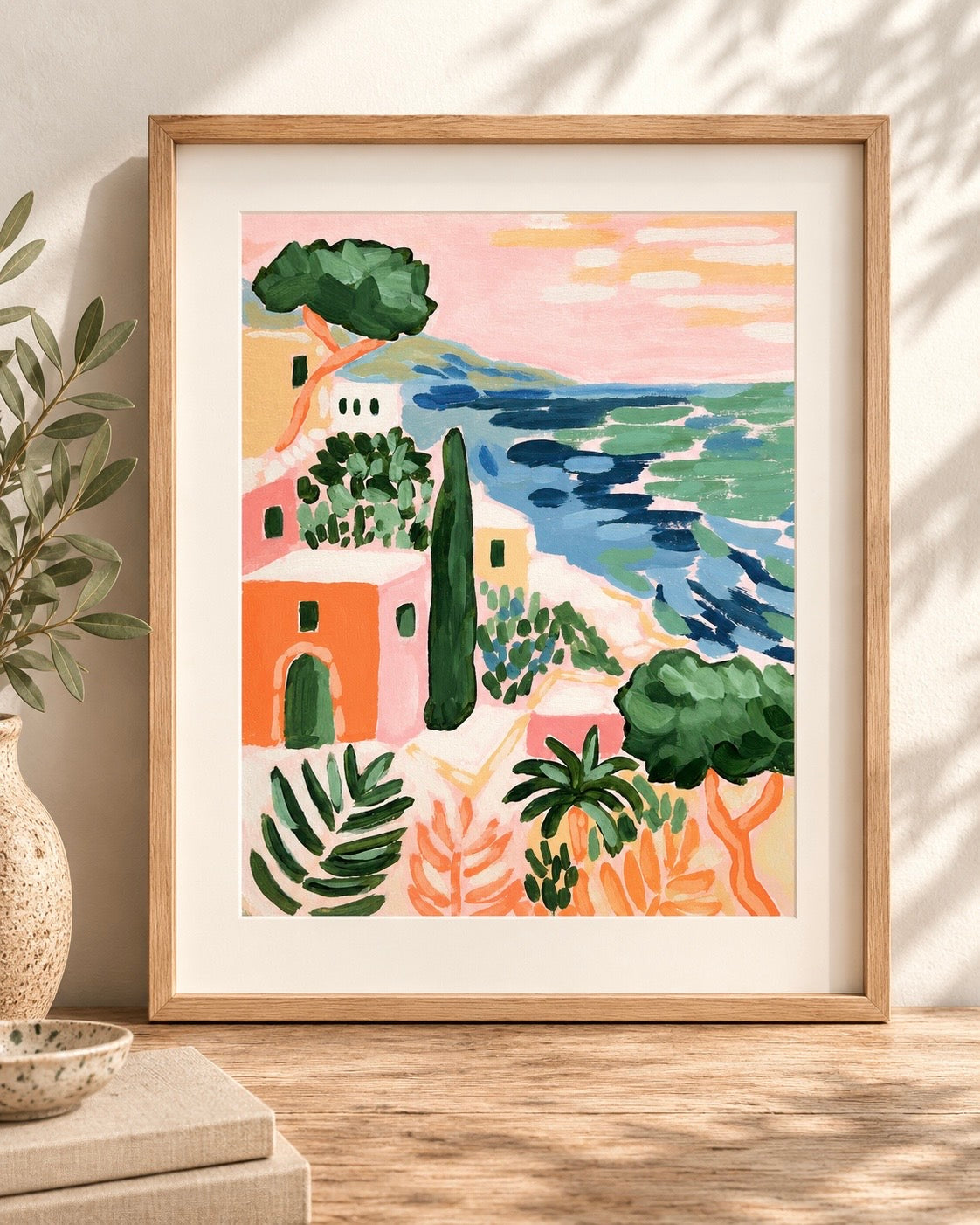Original Painting: "Coastal Village View" 8"x10" Italy Inspired Art