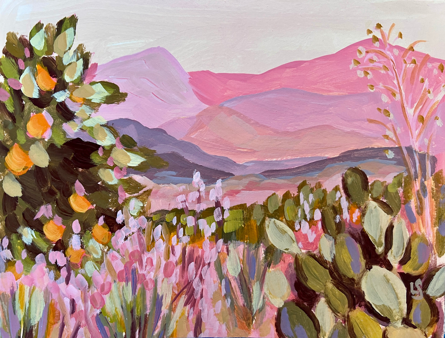 "Blush Valley" - Original Painting 9"x7"