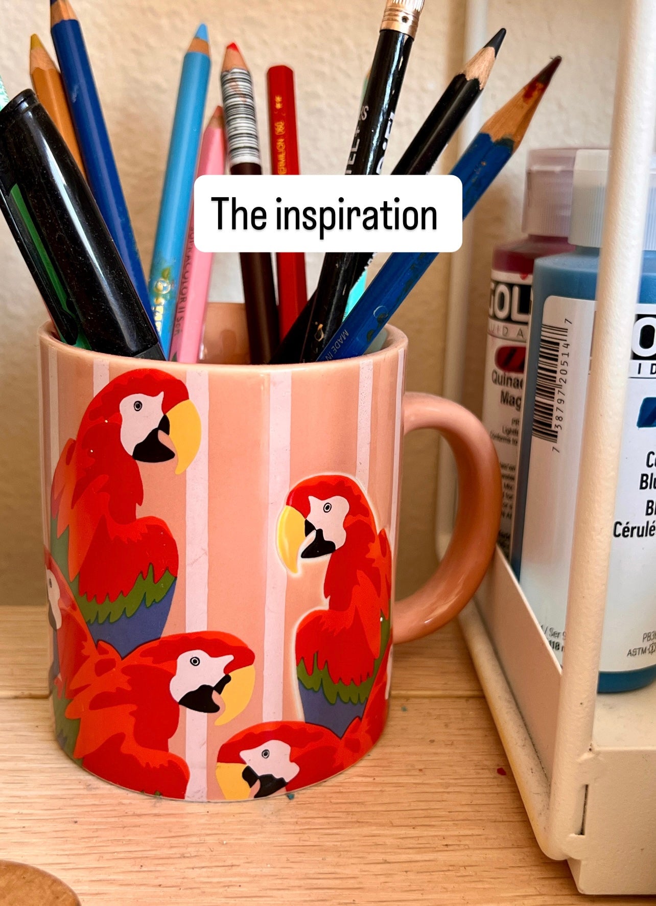 Hot Pink Parrot Mug With Succulents