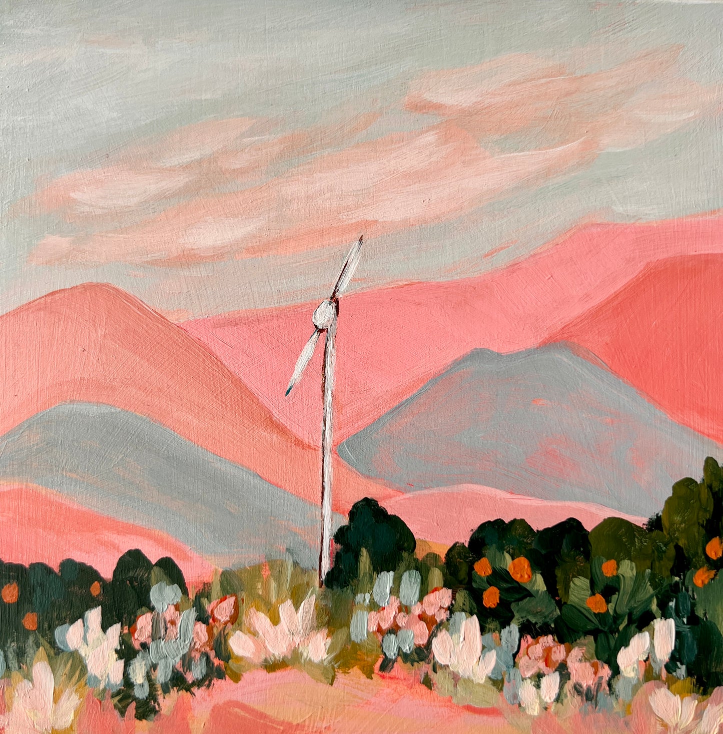 Ojai California Painting: Abstract Mountain Art, Topa Topa Mountains