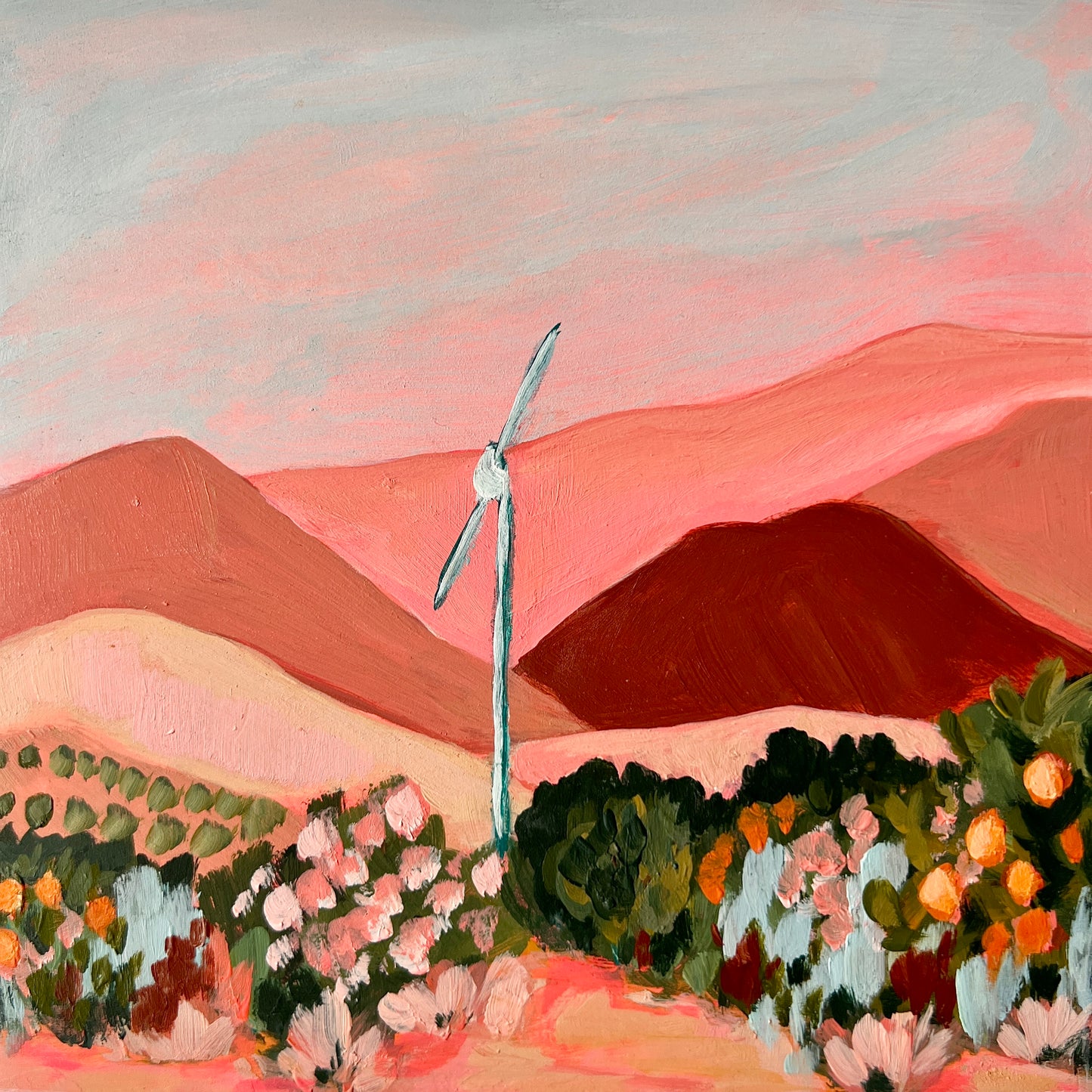 Ojai California Painting: Abstract Mountain Art, Topa Topa Mountains