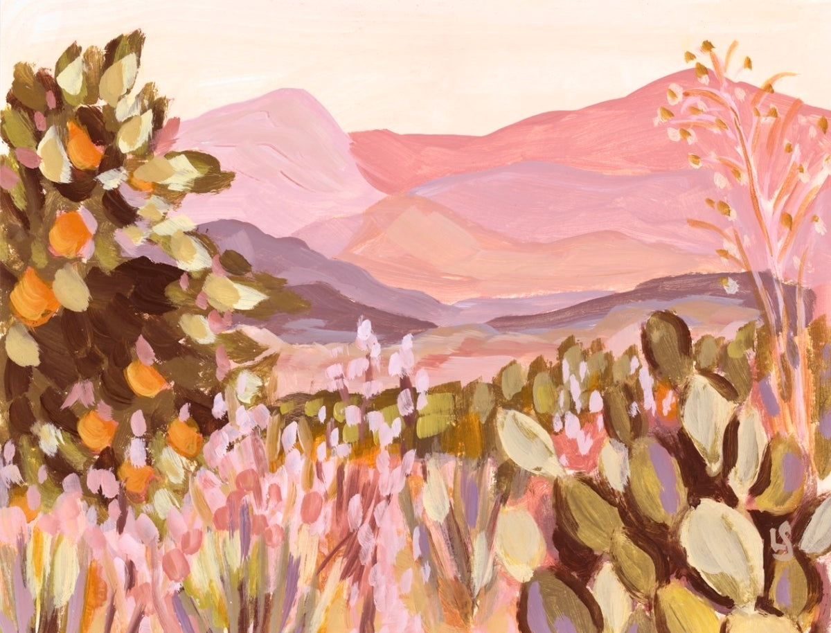 Blush Valley: PRINT Abstract Mountain Art, Ojai Californa
