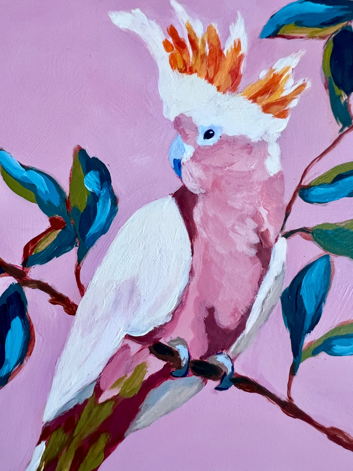 "Fiammetta" - Little Flame (Italian), Pink Cockatoo Original Painting