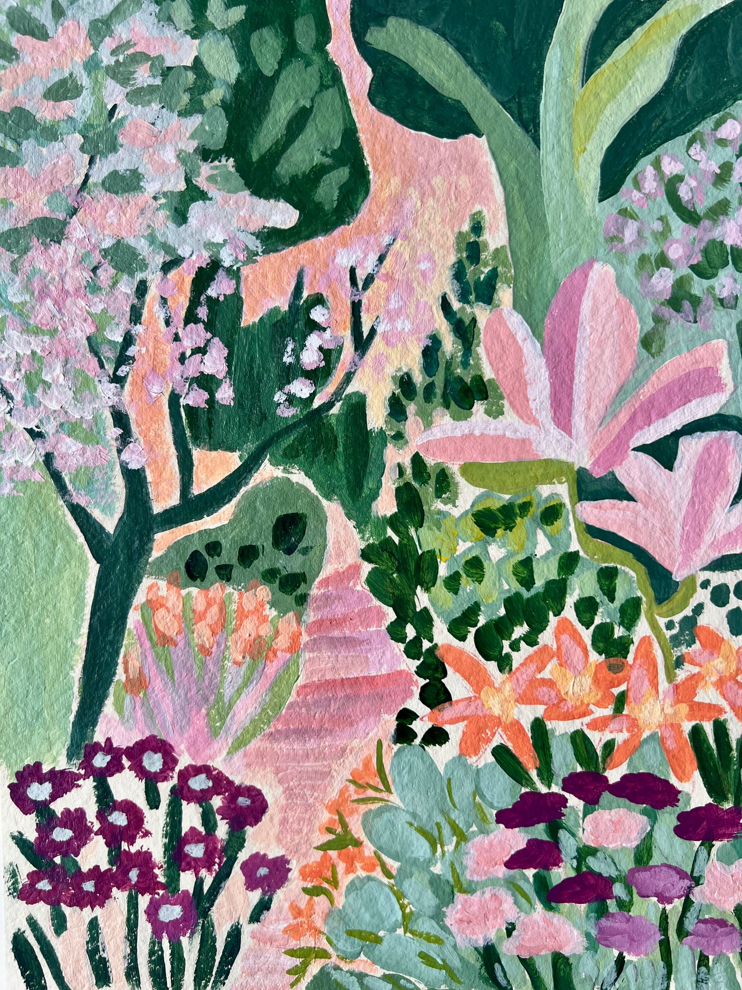 Original Painting: "Blossom Trail" PNW Botanical Art 8"x10"