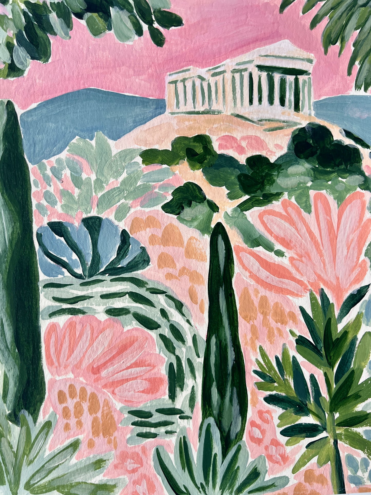 Original Painting: "Athens in Pink "8"x10"
