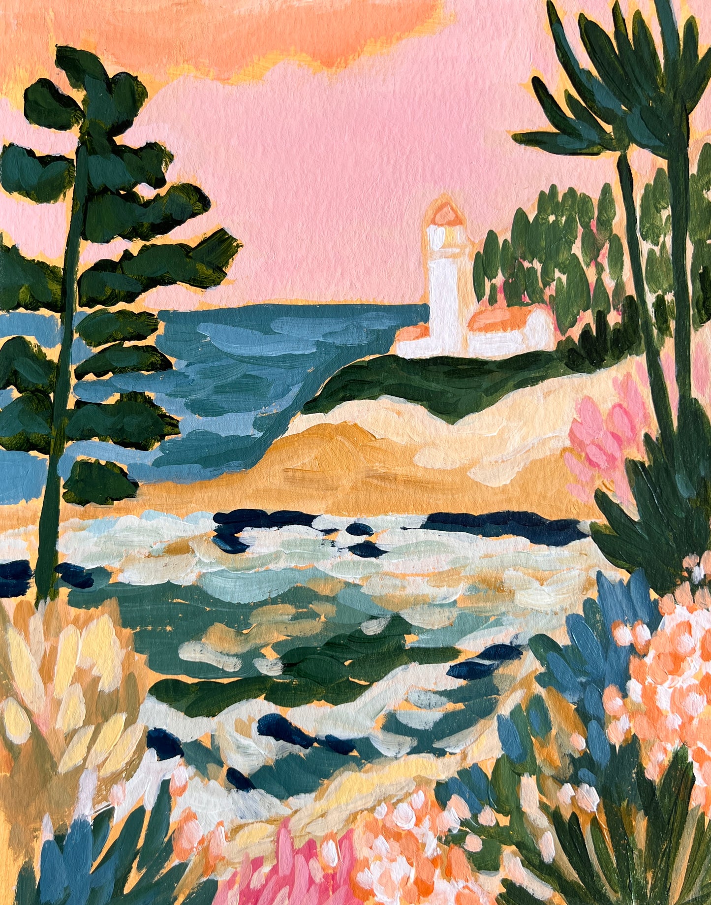 Original Painting: Oregon Coast Lighthouse 8"x10"