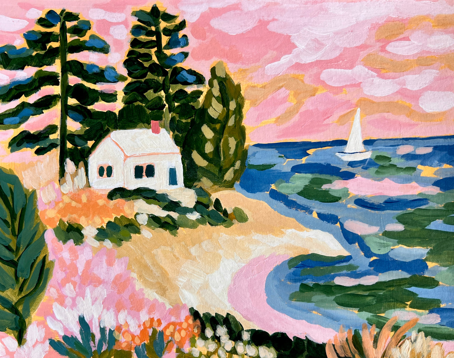 Original Painting: Pacific Northwest Cottage 8"x10"