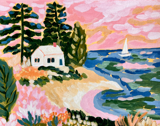 Original Painting: Pacific Northwest Cottage 8"x10"
