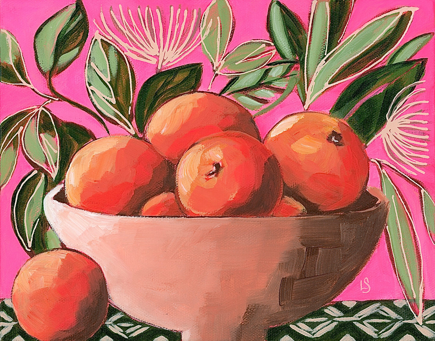 "Mid-Century Oranges" - Original Painting 8"x10"