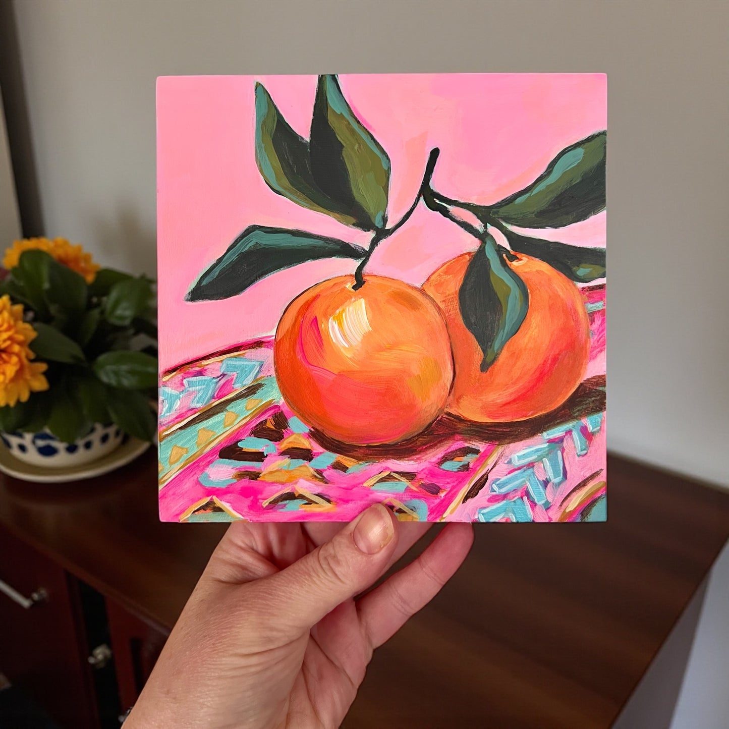 "Southwest Oranges" - Original Art 6"x6"