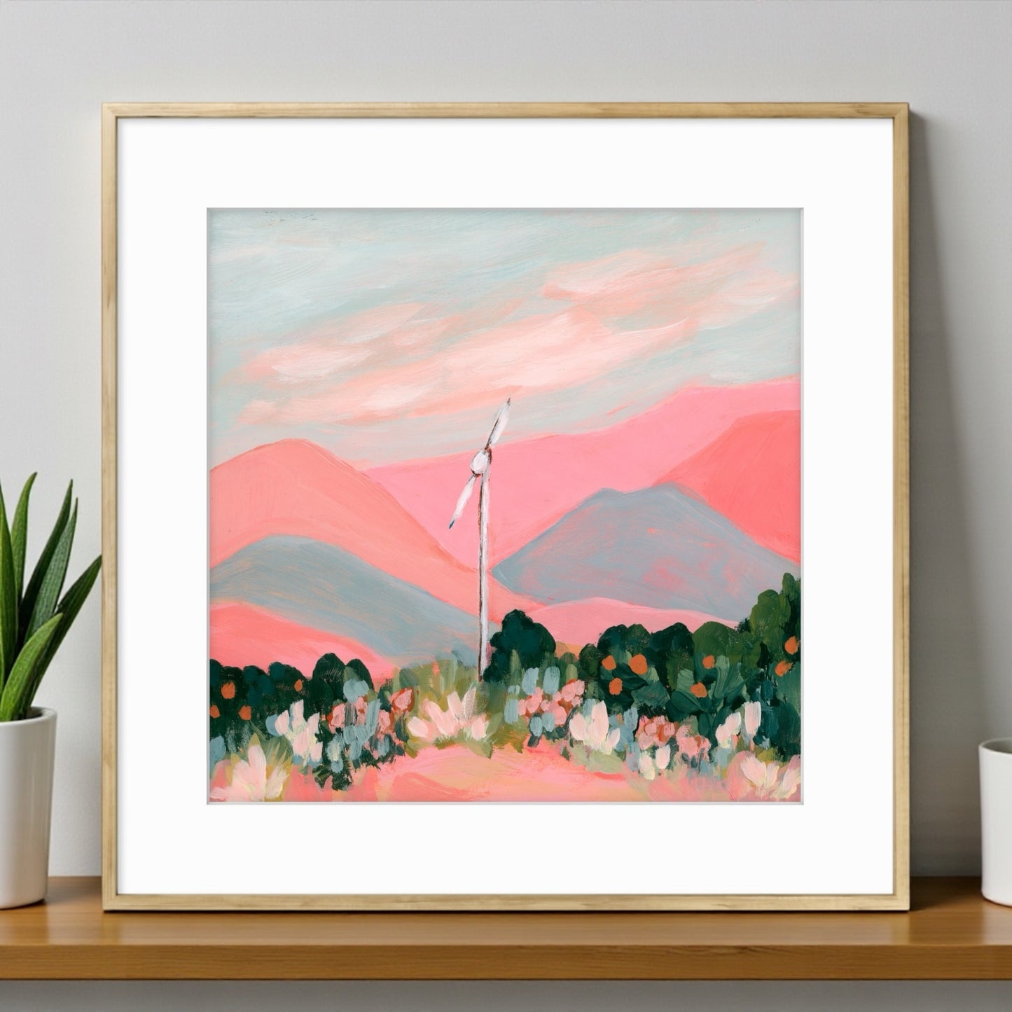 Ojai Print: Abstract Mountain Art, Ojai Valley Orange Farm