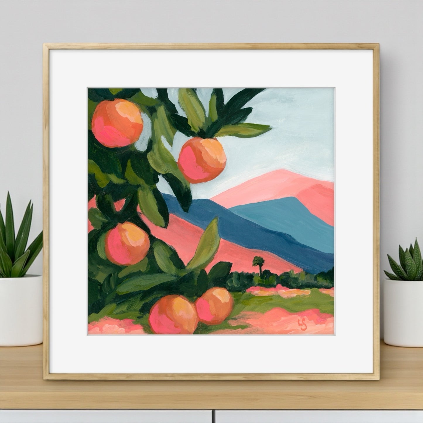 Ojai Print: Ojai Oranges, Abstract Mountain Art