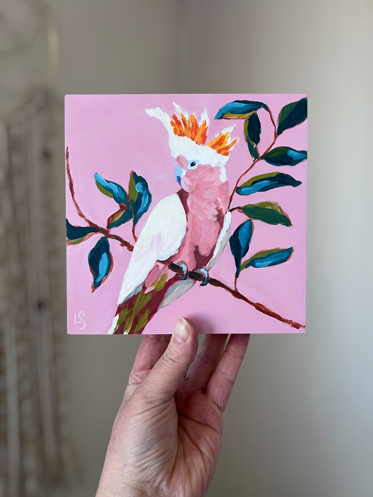 "Fiammetta" - Little Flame (Italian), Pink Cockatoo Original Painting