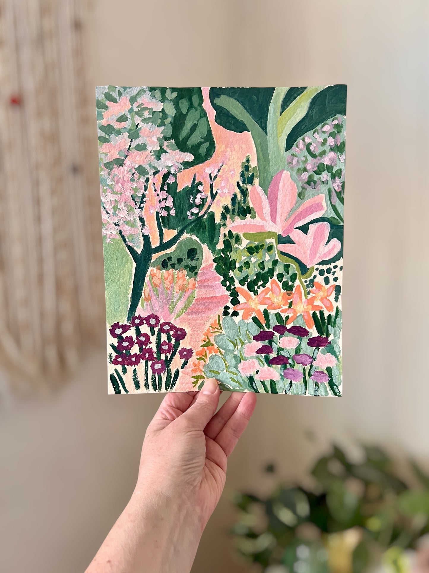 Original Painting: "Blossom Trail" PNW Botanical Art 8"x10"