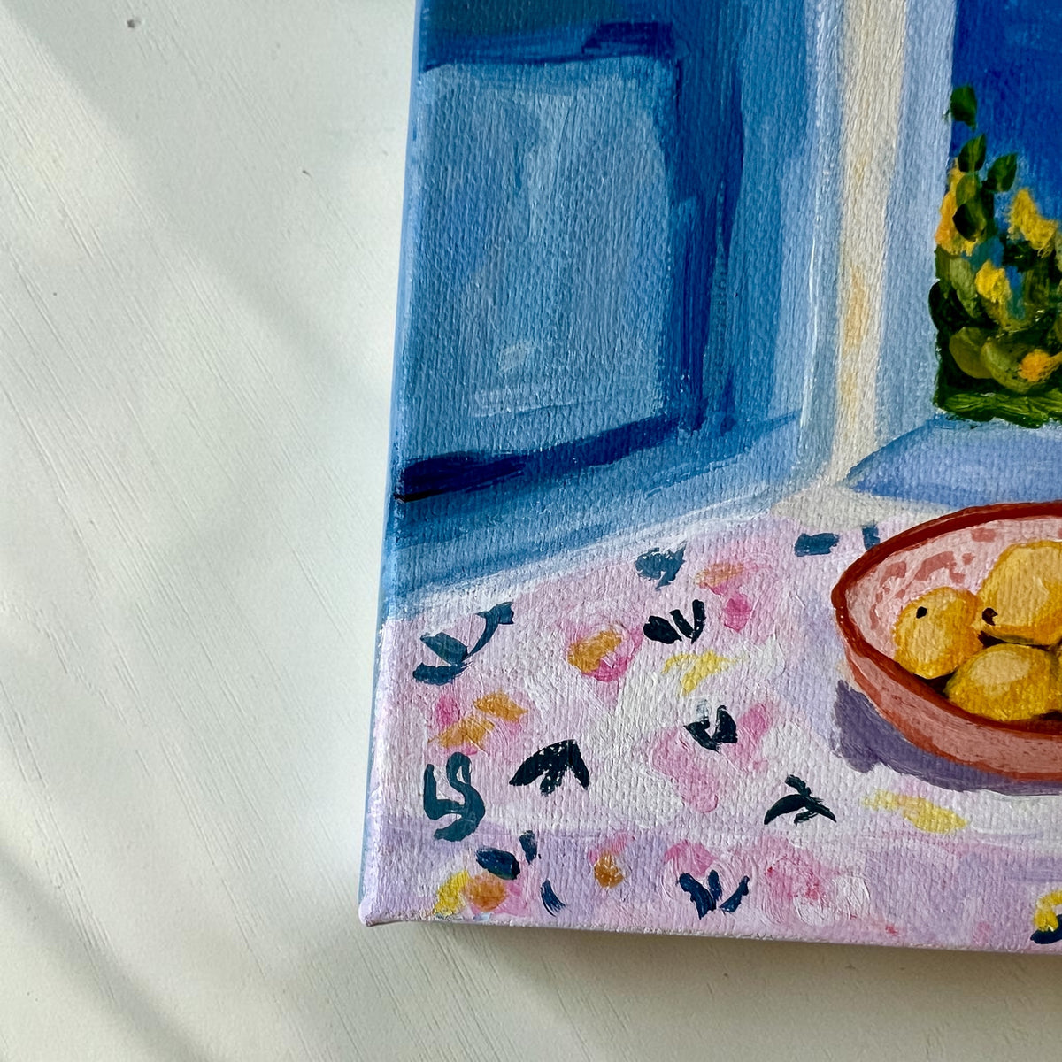 Original Painting: "Blue View" - Matisse Inspired Window Scene, Sailboat Art