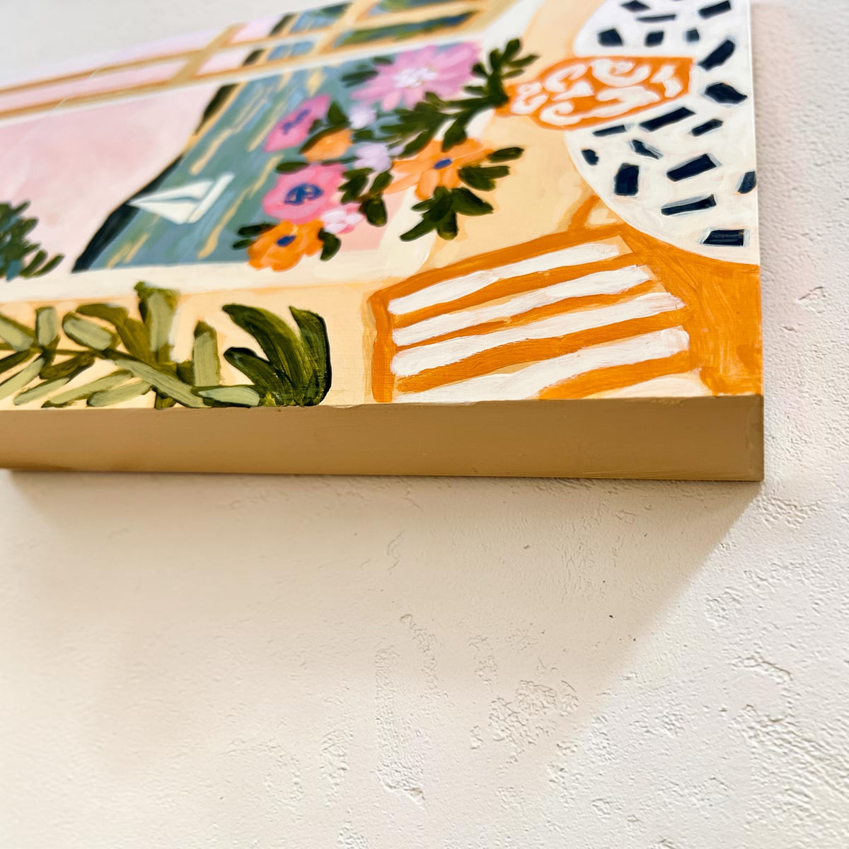 Original Painting: "Orange Vase" - Matisse Inspired Window Scene, Sailboat Art