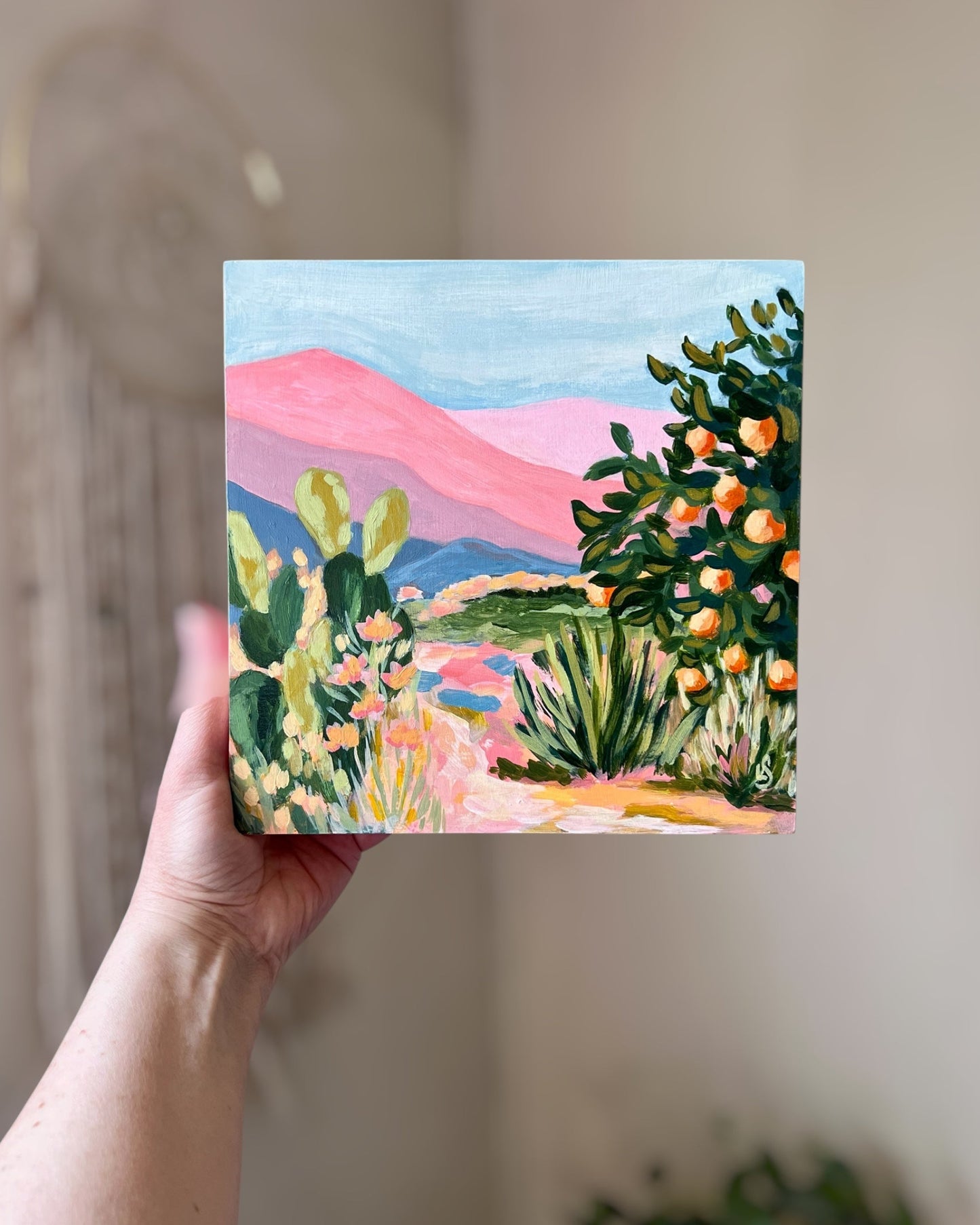 "Valley In Bloom" - Original Painting " 8"x8"
