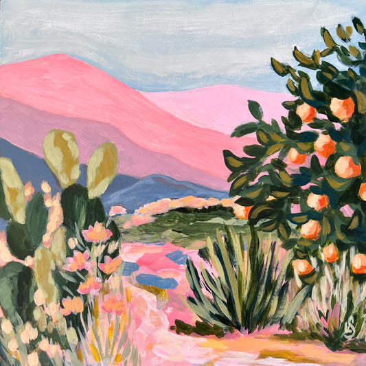 "Valley In Bloom" - Original Painting " 8"x8"