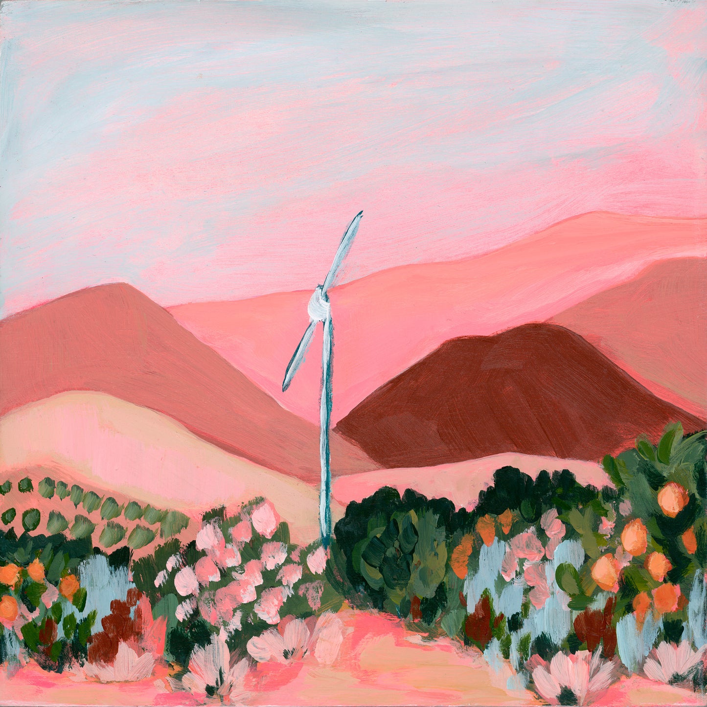 Ojai Print: Abstract Mountain Art, Ojai Valley Orange Farm